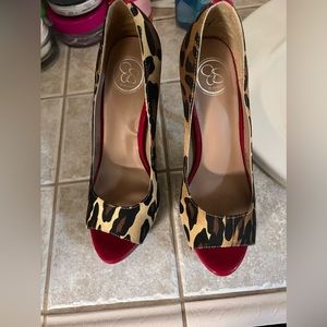Jessica Simpson Leopard Red Heels size 8